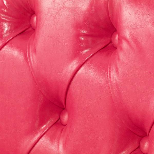 ピンクPUレザーコンパクトチェスターフィールドラウンジ3シーターソファ　VINCENT