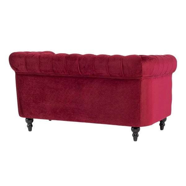 レッドベルベットコンパクトチェスターフィールド2シーターソファ　VINCENT(ヴィンセント)