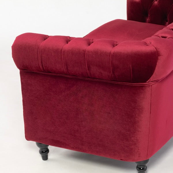 レッドベルベットコンパクトチェスターフィールド2シーターソファ　VINCENT(ヴィンセント)