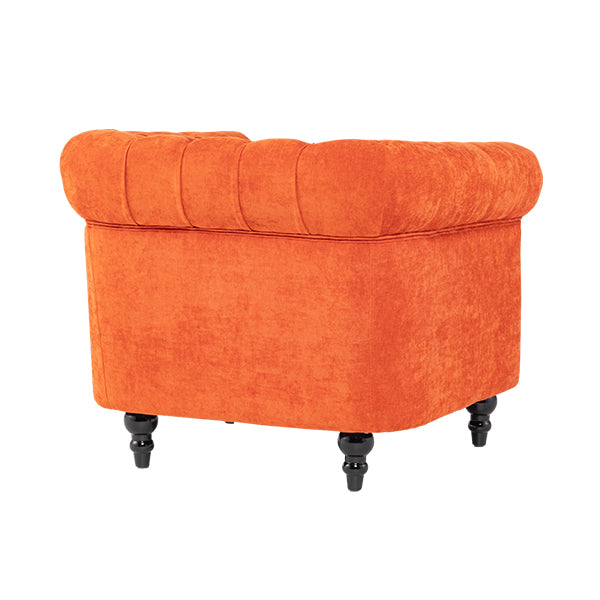 オレンジファブリックコンパクトチェスターフィールドシングルソファ　VINCENT