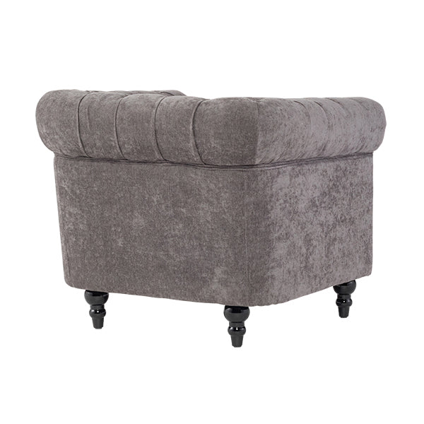 グレーファブリックコンパクトチェスターフィールドシングルソファ　VINCENT