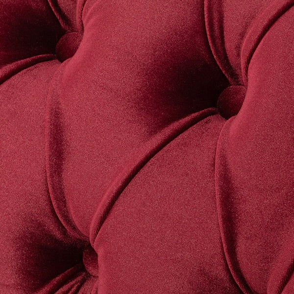 レッドファブリックコンパクトチェスターフィールドシングルソファ　VINCENT