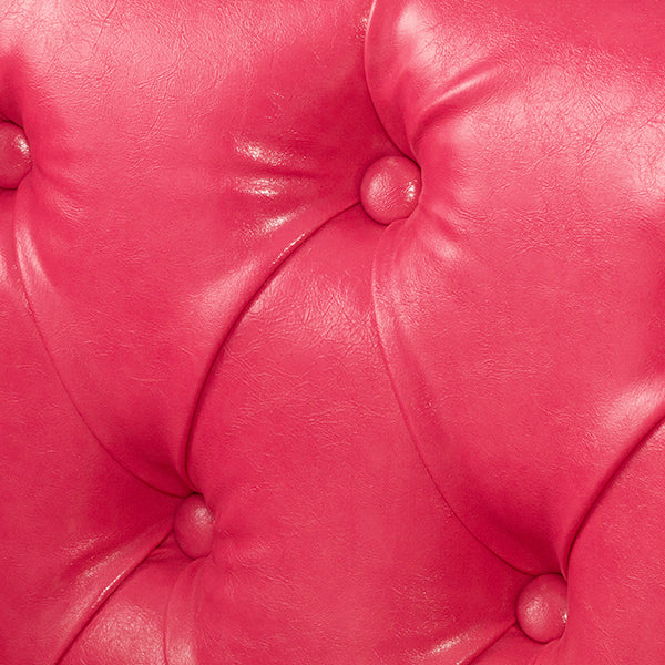 ピンクPUレザーコンパクトチェスターフィールドラウンジシングルソファ　VINCENT