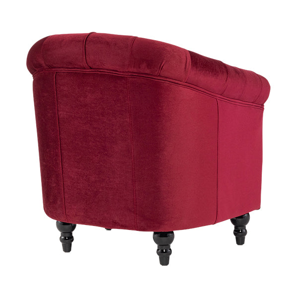 レッドベルベットコンパクトチェスターフィールドラウンジシングルソファ　VINCENT(ヴィンセント)