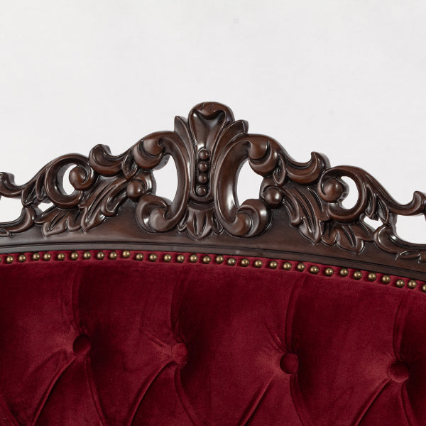 ロココ調3シーターソファ　ブラウン x レッド　Symphony(シンフォニー)