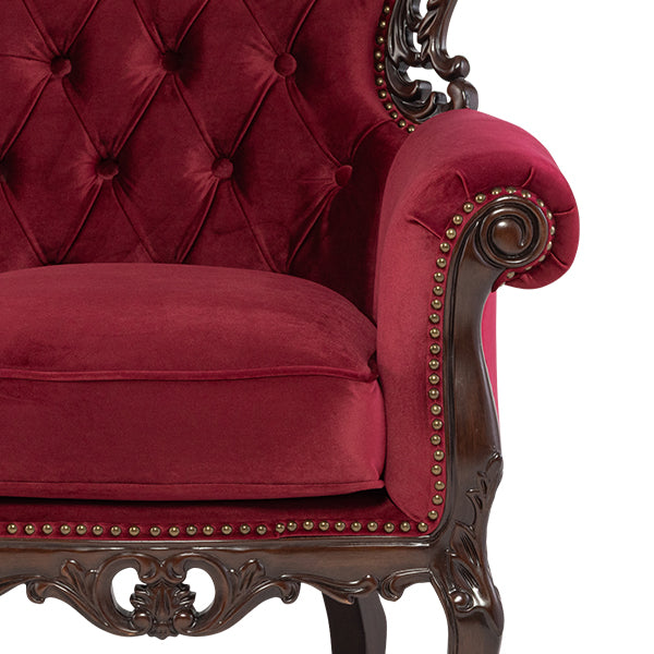 ロココ調3シーターソファ　ブラウン x レッド　Symphony(シンフォニー)