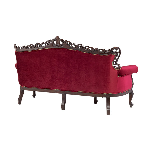 ロココ調3シーターソファ　ブラウン x レッド　Symphony(シンフォニー)