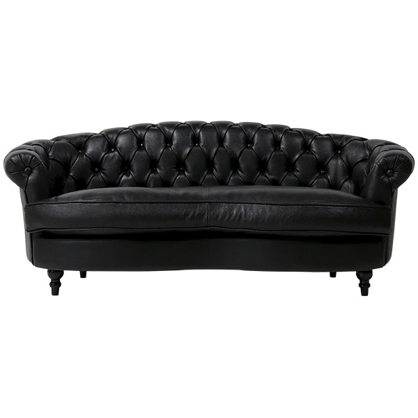 ブラックリアルレザーフレンチスタイル3シーターソファ　MouSofa(モーソファ)