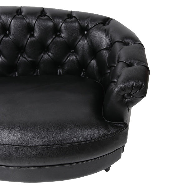 ブラックリアルレザーフレンチスタイル3シーターソファ　MouSofa(モーソファ)