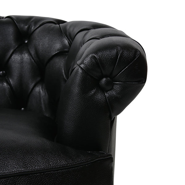 ブラックリアルレザーフレンチスタイル3シーターソファ　MouSofa(モーソファ)