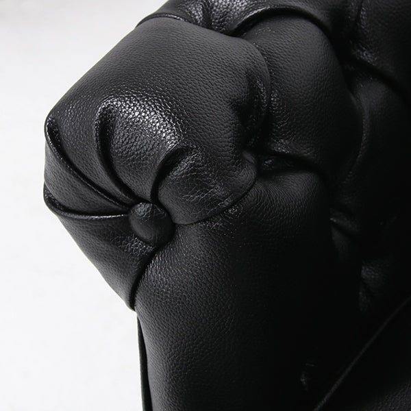 ブラックリアルレザーフレンチスタイル3シーターソファ　MouSofa(モーソファ)