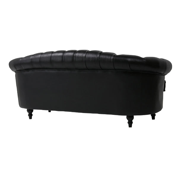 ブラックリアルレザーフレンチスタイル3シーターソファ　MouSofa(モーソファ)