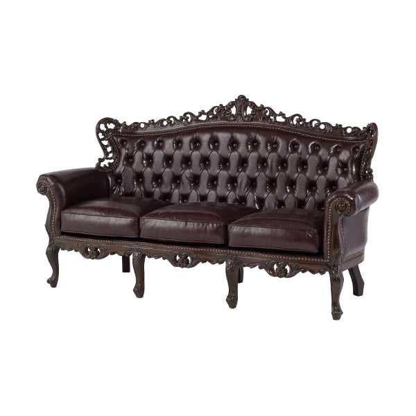 ロココ調3シーターソファ　ブラウン x ブラウン　Symphony(シンフォニー)