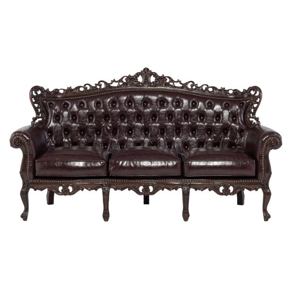ロココ調3シーターソファ　ブラウン x ブラウン　Symphony(シンフォニー)
