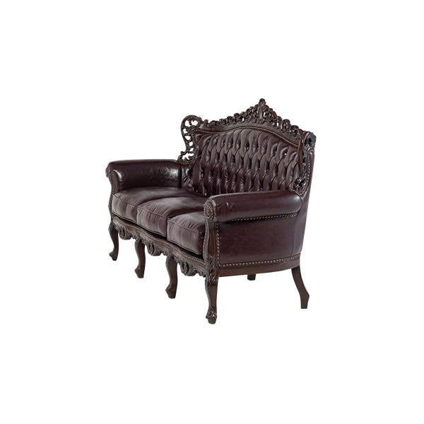 ロココ調3シーターソファ　ブラウン x ブラウン　Symphony(シンフォニー)