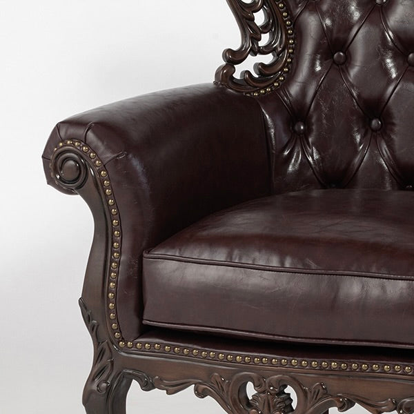 ロココ調3シーターソファ　ブラウン x ブラウン　Symphony(シンフォニー)