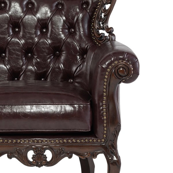 ロココ調3シーターソファ　ブラウン x ブラウン　Symphony(シンフォニー)