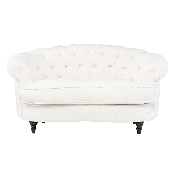 ホワイトボアファブリックフレンチスタイル2シーターソファ　MouSofa(モーソファ)