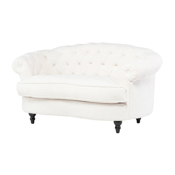 ホワイトボアファブリックフレンチスタイル2シーターソファ　MouSofa(モーソファ)