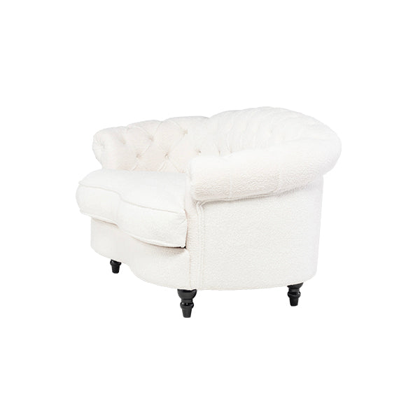 ホワイトボアファブリックフレンチスタイル2シーターソファ　MouSofa(モーソファ)