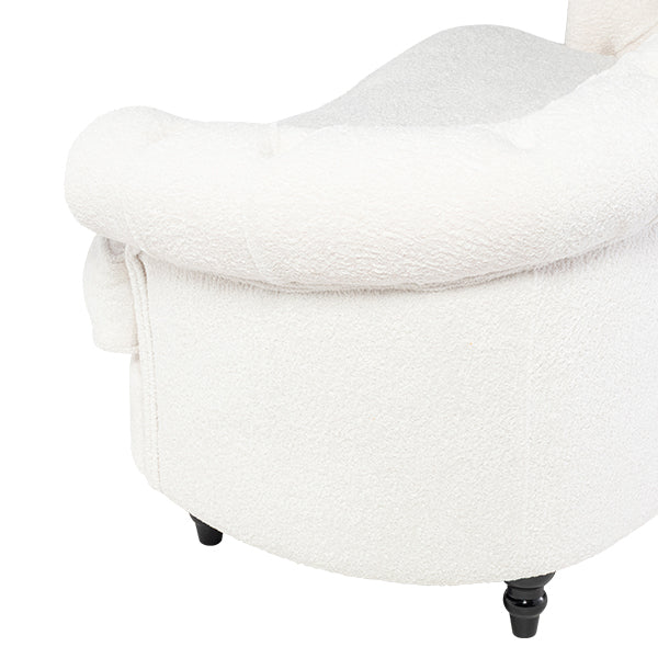 ホワイトボアファブリックフレンチスタイル2シーターソファ　MouSofa(モーソファ)