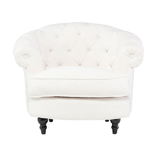 ホワイトボアファブリックフレンチスタイルシングルソファ　MouSofa(モーソファ)