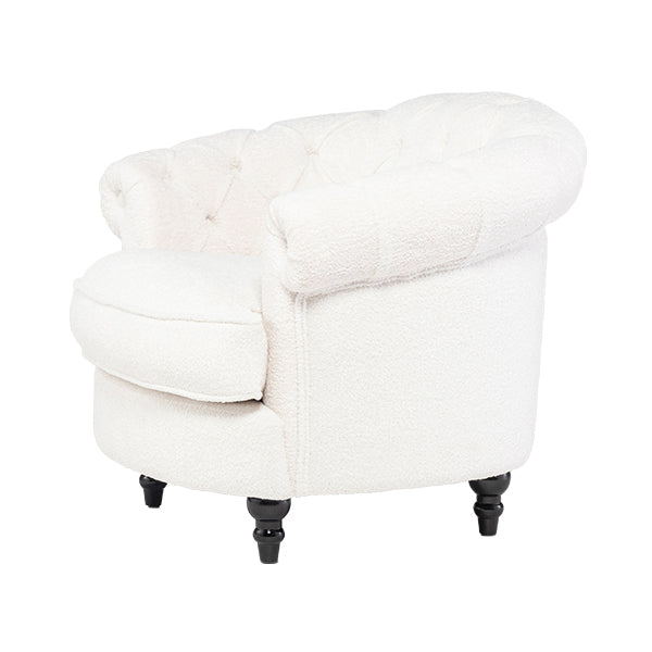 ホワイトボアファブリックフレンチスタイルシングルソファ　MouSofa(モーソファ)