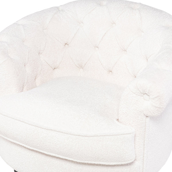 ホワイトボアファブリックフレンチスタイルシングルソファ　MouSofa(モーソファ)