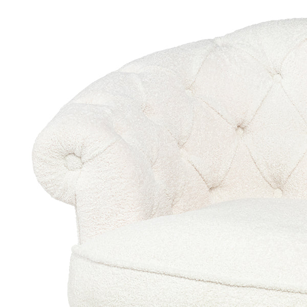 ホワイトボアファブリックフレンチスタイルシングルソファ　MouSofa(モーソファ)