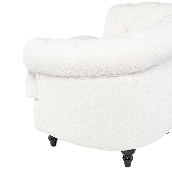 ホワイトボアファブリックフレンチスタイルシングルソファ　MouSofa(モーソファ)