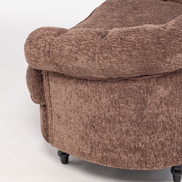 ブラウンボアファブリックフレンチスタイル2シーターソファ　MouSofa(モーソファ)