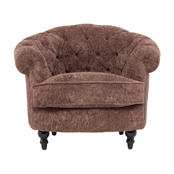 ブラウンボアファブリックフレンチスタイルシングルソファ　MouSofa(モーソファ)