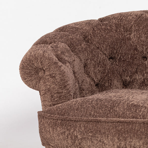 ブラウンボアファブリックフレンチスタイルシングルソファ　MouSofa(モーソファ)