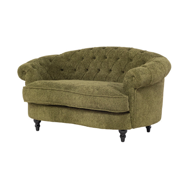 モスグリーンボアファブリックフレンチスタイル2シーターソファ　MouSofa(モーソファ)