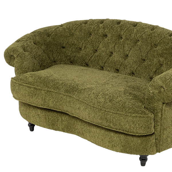 モスグリーンボアファブリックフレンチスタイル2シーターソファ　MouSofa(モーソファ)