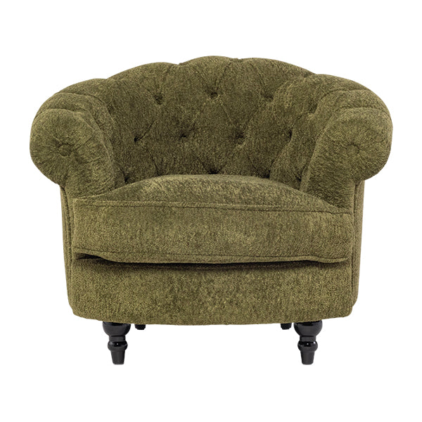 モスグリーンボアファブリックフレンチスタイルシングルソファ　MouSofa(モーソファ)