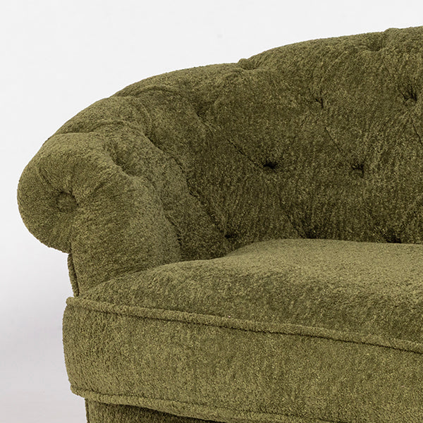 モスグリーンボアファブリックフレンチスタイルシングルソファ　MouSofa(モーソファ)