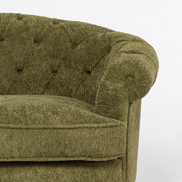 モスグリーンボアファブリックフレンチスタイルシングルソファ　MouSofa(モーソファ)
