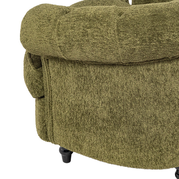 モスグリーンボアファブリックフレンチスタイルシングルソファ　MouSofa(モーソファ)