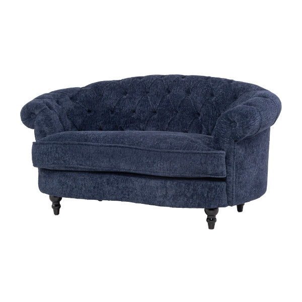 ネイビーブルーボアファブリックフレンチスタイル2シーターソファ　MouSofa(モーソファ)