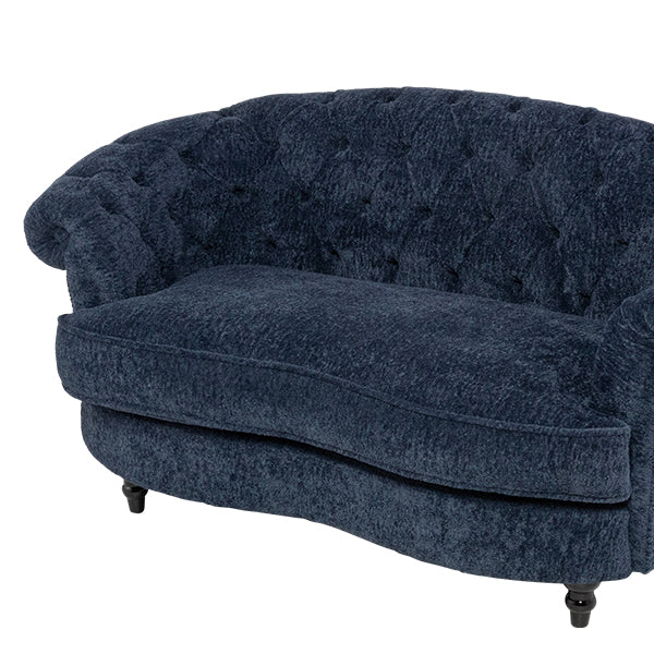 ネイビーブルーボアファブリックフレンチスタイル2シーターソファ　MouSofa(モーソファ)