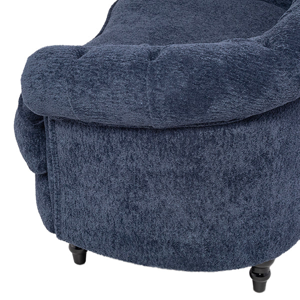 ネイビーブルーボアファブリックフレンチスタイル2シーターソファ　MouSofa(モーソファ)