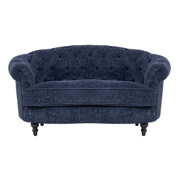 ネイビーブルーボアファブリックフレンチスタイル2シーターソファ　MouSofa(モーソファ)