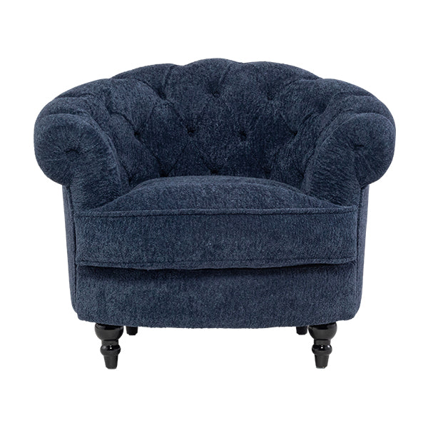 ネイビーブルーボアファブリックフレンチスタイルシングルソファ　MouSofa(モーソファ)