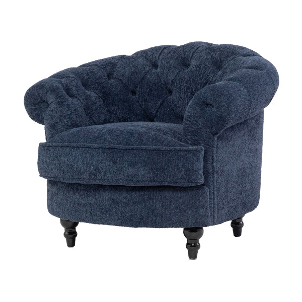 ネイビーブルーボアファブリックフレンチスタイルシングルソファ　MouSofa(モーソファ)