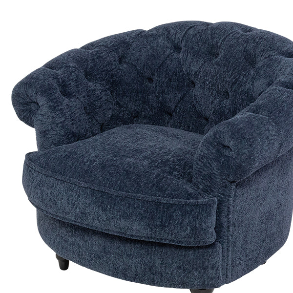 ネイビーブルーボアファブリックフレンチスタイルシングルソファ　MouSofa(モーソファ)