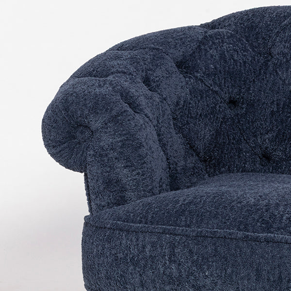 ネイビーブルーボアファブリックフレンチスタイルシングルソファ　MouSofa(モーソファ)