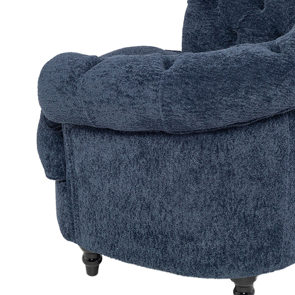 ネイビーブルーボアファブリックフレンチスタイルシングルソファ　MouSofa(モーソファ)