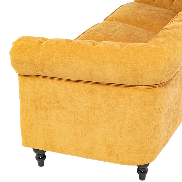 イエローファブリックコンパクトチェスターフィールド3シーターソファ　VINCENT