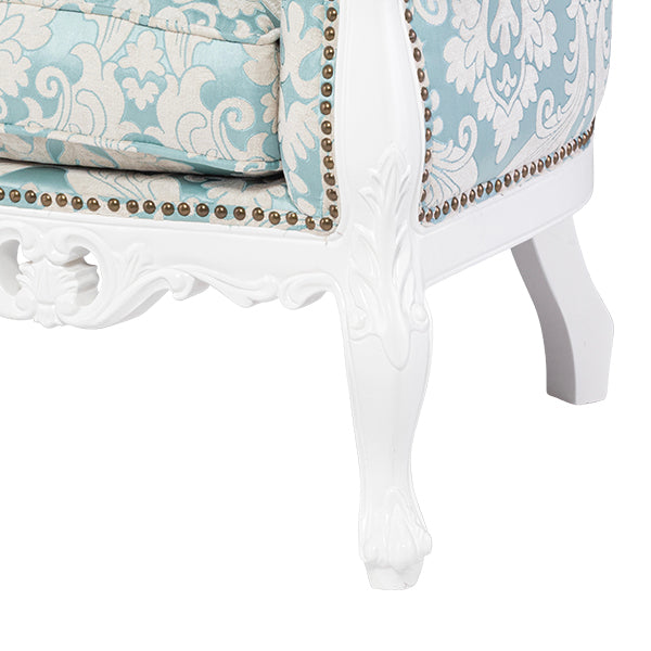 ロココ調3シーターソファ　ホワイト x ブルーダマスク柄　Symphony(シンフォニー)